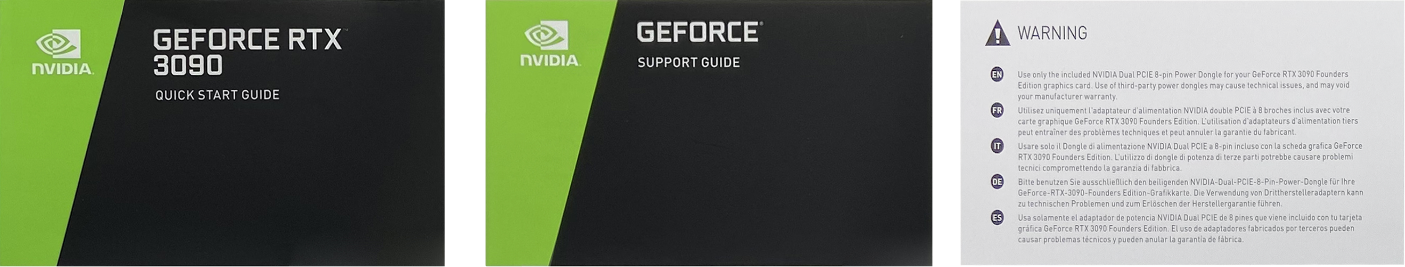 GeForce RTX 3090 Quick Start Guide / GeForce Support Guide / Warning Page