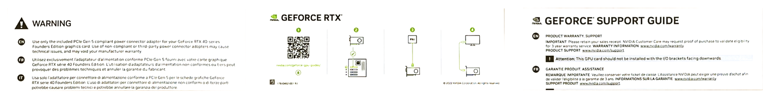 GeForce RTX 4060 Ti Quick Start Guide / GeForce Support Guide / Warning Page