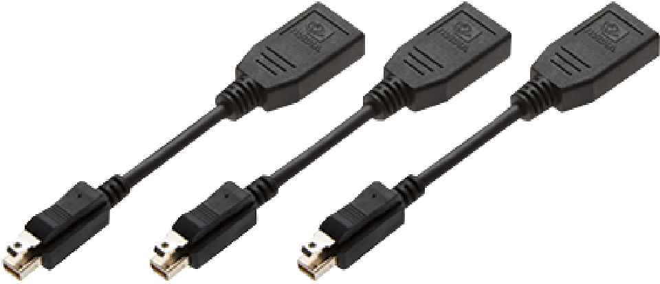 3 x mDP to DisplayPort adapters